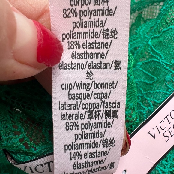 VICTORIAS SECRET Green Triangle Lace Tie Garter Slip Lingerie Women’s Small NWT - Picture 10 of 15